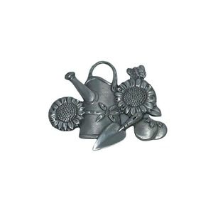 Spoontique Pewter Pin 4133 USA Garden Watering Can Butterfly Sunflowers Brooch